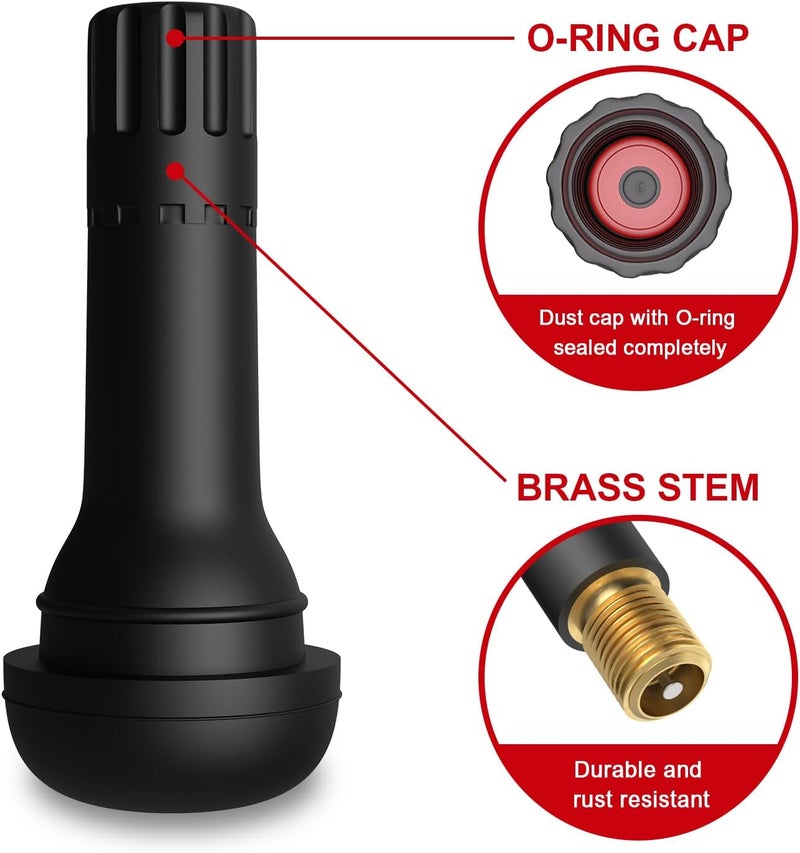 SUN SOUL TR413 Brass Stem EPDM Rubber Snap-in Tire Valve Stems for 0.453 Inch 11.5mm Rim Holes, Pack of 5pcs Valves - Image 3